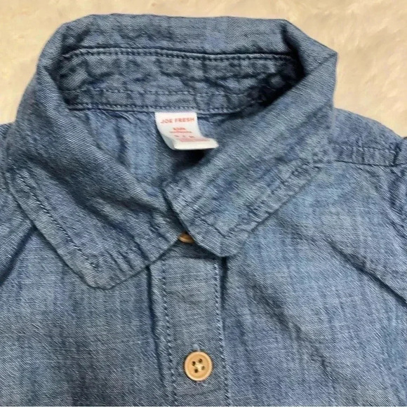 Joe Fresh Jean Dress Buttons Bow Collared Blue Size 6 / Small - Picture 6 of 16
